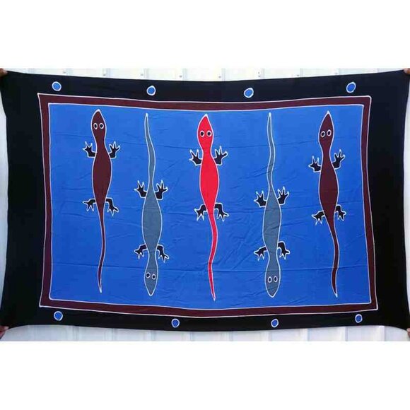 CM43 Gecko Batik Plus 38" Open Hand Painted Cover Up Midi Cardigan fit up to 5X - Picture 2 of 2